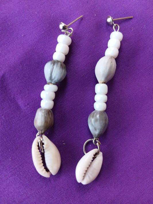 Cowrie Shell Earrings - White - Ko Sedibeng Designs - Earrings