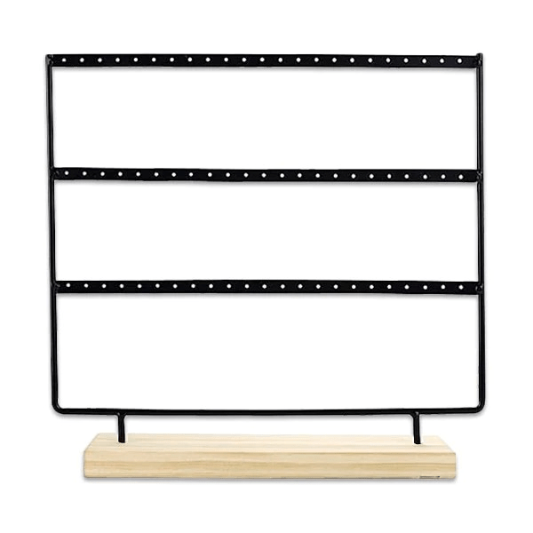 Elegant 3 - Tier Earring Display Organizer - Wood Base & Metal Stand for 34+ Pairs - Ko Sedibeng Designs - 