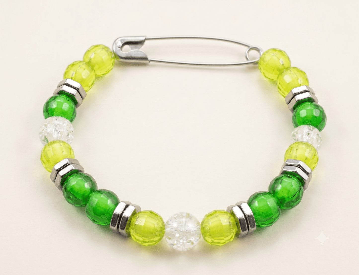 Ko Sedibeng Design Industrial Chic Safety Pin Bracelet – Lime & Green - Ko Sedibeng Designs - Bracelet