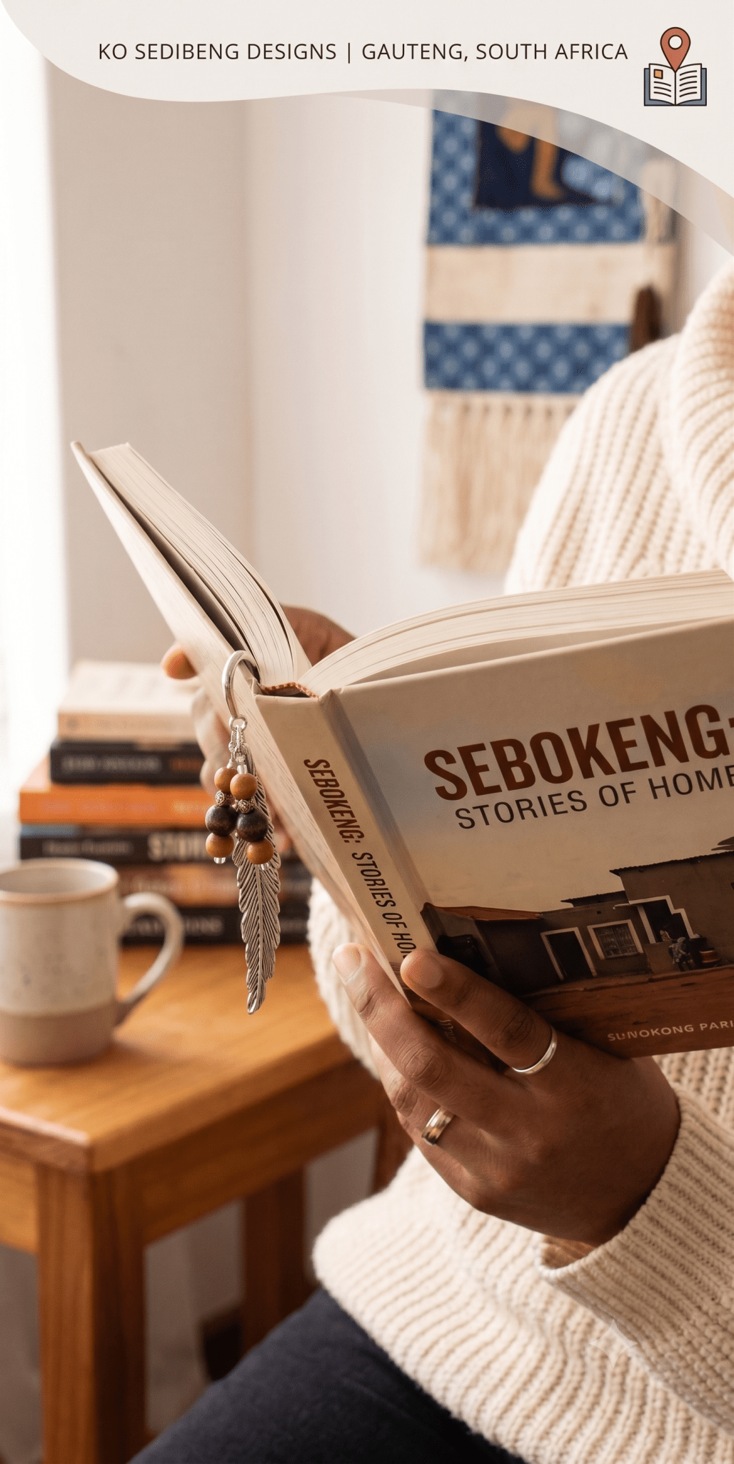 Ko Sedibeng Designs - Silver Feather Beaded Bookmark – Earthy Wood & Bronze - Ko Sedibeng Designs - Bookmarks