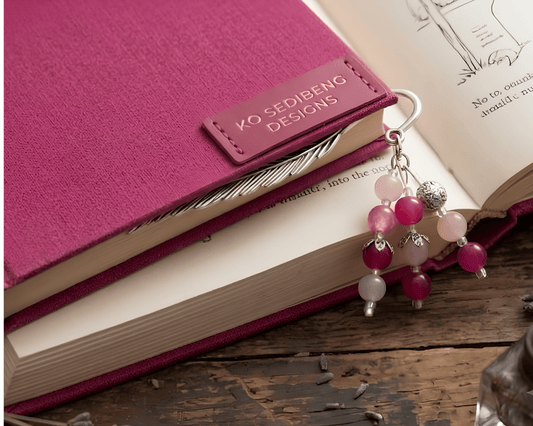 Ko Sedibeng Silver Feather Beaded Bookmark – Blush & Magenta Pink - Ko Sedibeng Designs - Bookmarks