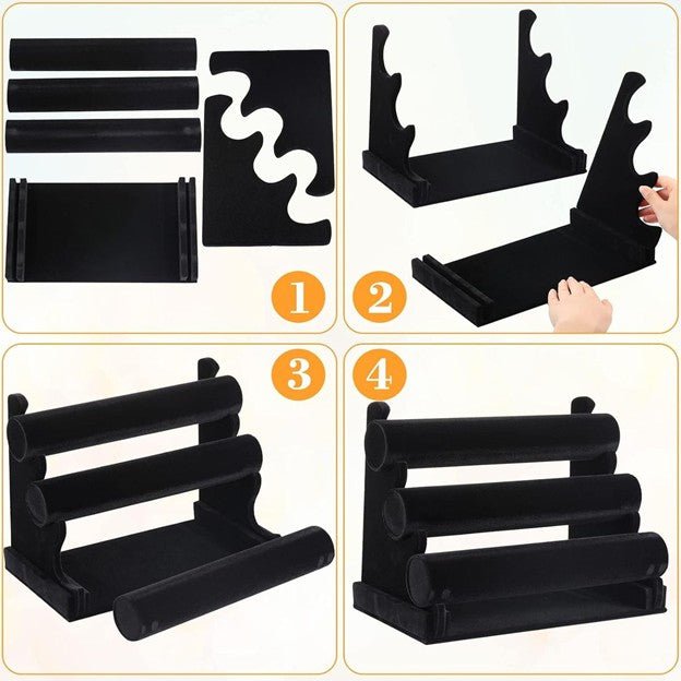 Luxury 3 - Tier Detachable Velvet Bracelet Holder - Anti - Scratch Organizer for Watches, Bangles & Scrunchies - Ko Sedibeng Designs - 