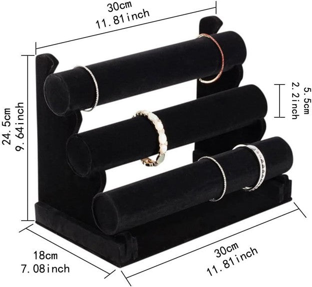 Luxury 3 - Tier Detachable Velvet Bracelet Holder - Anti - Scratch Organizer for Watches, Bangles & Scrunchies - Ko Sedibeng Designs - 