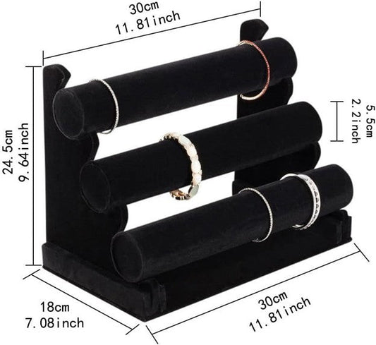 Luxury 3 - Tier Detachable Velvet Bracelet Holder - Anti - Scratch Organizer for Watches, Bangles & Scrunchies - Ko Sedibeng Designs - 
