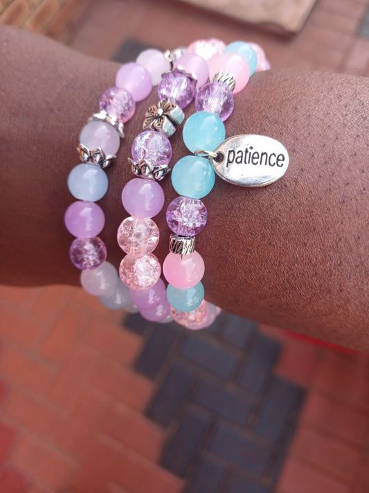 Radiant Pink Ocean Bracelets (Set of 3) - Ko Sedibeng Designs - Glass Bracelet