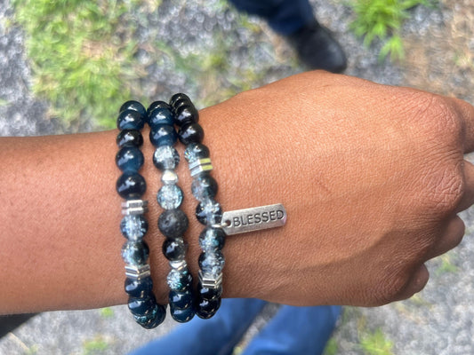 Radiant Storm Serenity Trio - Ko Sedibeng Designs - Glass Bracelet