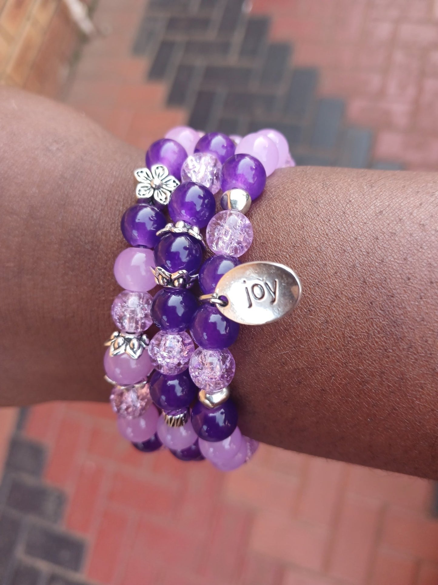 Radiant Violet Bloom Trio (Set of 3) - Ko Sedibeng Designs - Glass Bracelet
