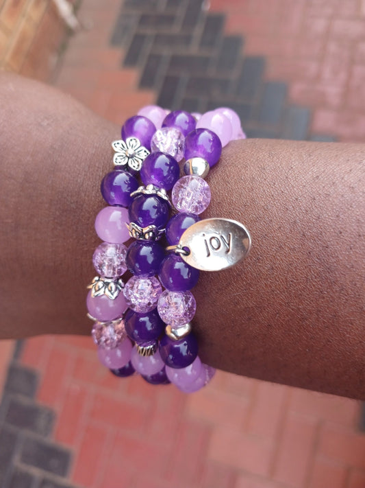 Radiant Violet Bloom Trio (Set of 3) - Ko Sedibeng Designs - Glass Bracelet