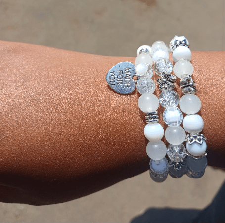 Radiant white for you Bracelets (Set of 3) - Ko Sedibeng Designs - Glass Bracelet