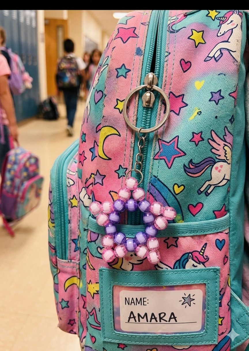 The Pastel Lavender & Pink Beaded Star Keyring - Ko Sedibeng Designs - Keyring