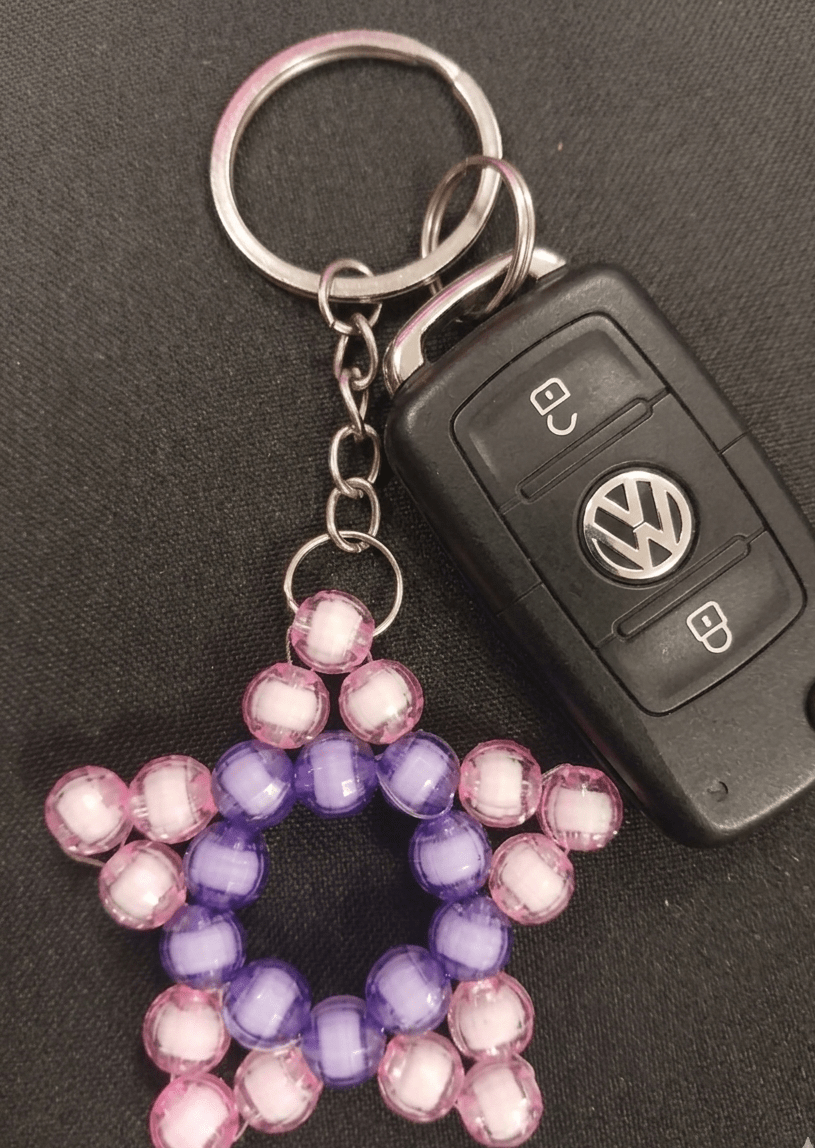 The Pastel Lavender & Pink Beaded Star Keyring - Ko Sedibeng Designs - Keyring
